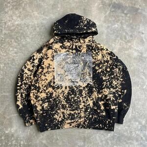 Custom Bleached Graphic Hoodie Black Distressed Streetwear Sweatshirt
